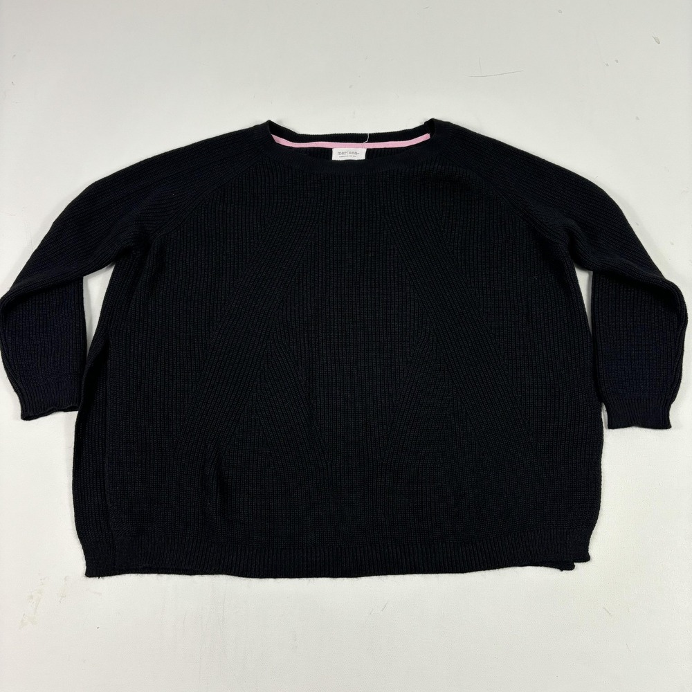 Mer-Sea & Co Sweater Womens‎ One Size Black Acrylic Crewneck Button Back Knit